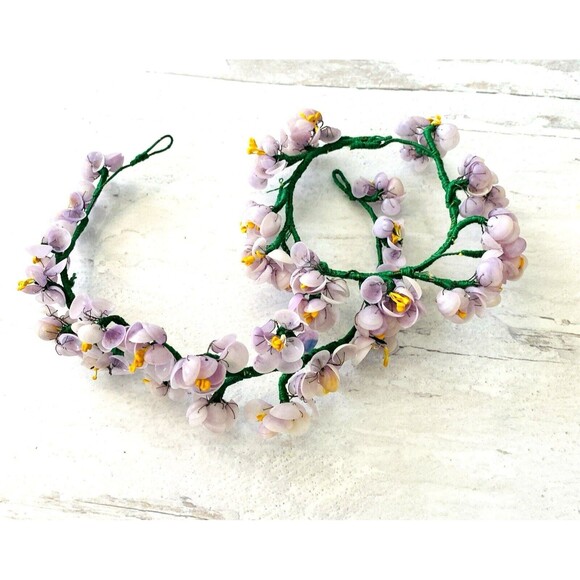 Vintage Millinery Bridal Flowers Lot Picks Bouquets Tiaras Hand Made Tiny Shells - Picture 8 of 16